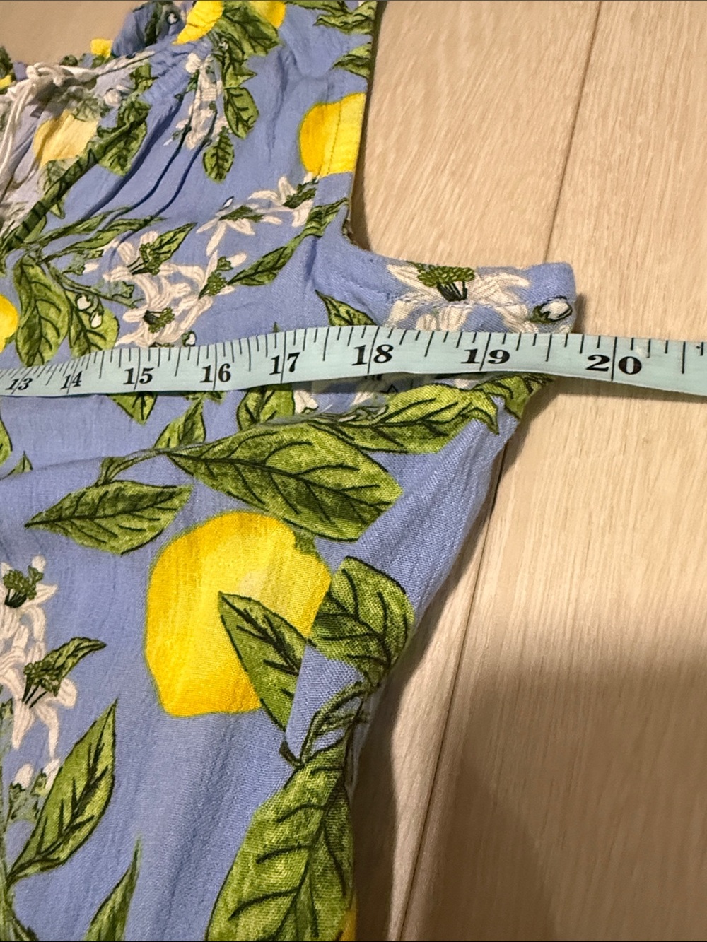 beachlunchlounge Blue Lemon-Print Tiered V-Neck Midi Dress - Picture 9 of 12